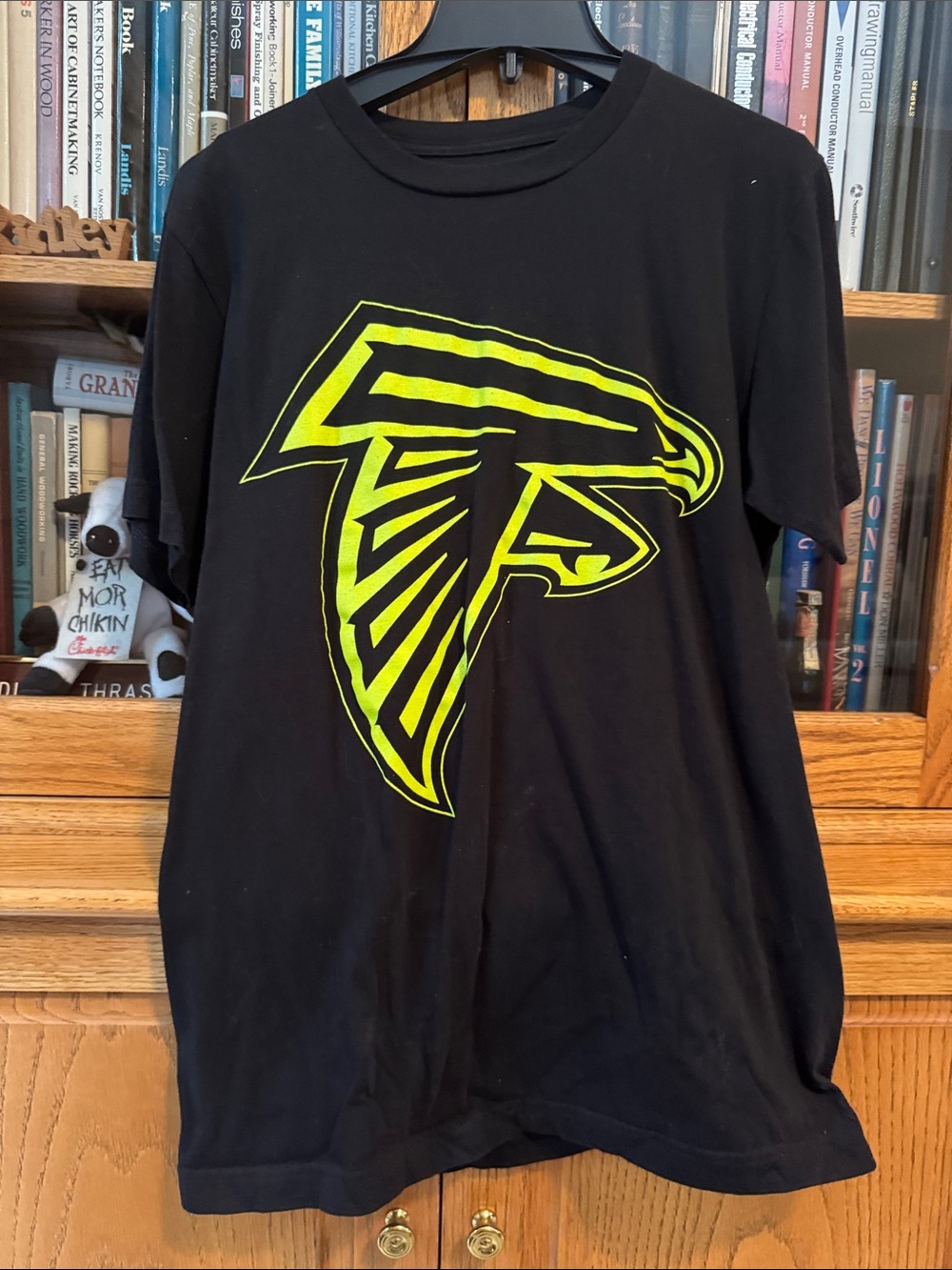 NFL Black Short-Sleeve Tee with Neon Yellow Falcons Emblem